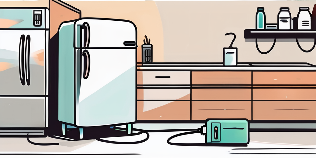 A fridge plugged into a multi-outlet extension cord