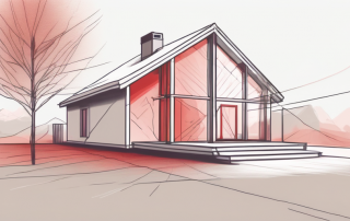 A house with a blower door test equipment setup at the entrance