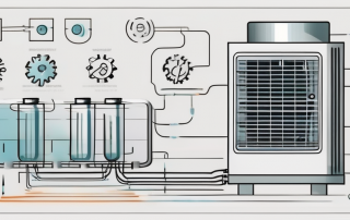 A heat pump with visible internal components