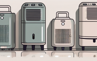 Several different types of dehumidifiers in a damp room