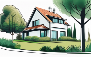 A cozy house with a lush green yard