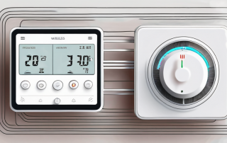 A modern wireless radiator thermostat connected to a home network