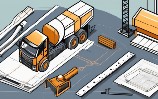A construction site with various tools and materials