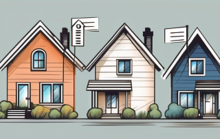 Various styles of finished houses with price tags hanging from them