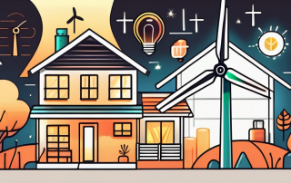 A house with a glowing energy rating label