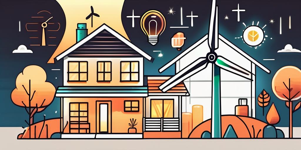 A house with a glowing energy rating label