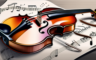 A beautifully detailed violin with a bow