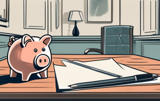 A house with a savings piggy bank and a contract on a table