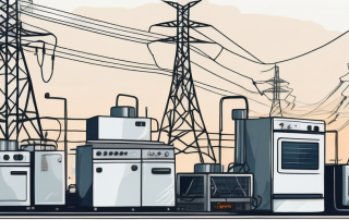 Various household appliances and industrial machines connected to a power grid