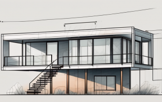 A fully constructed prefabricated house with a large price tag hanging off it