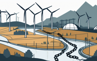 A german landscape featuring various energy sources like wind turbines