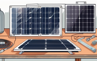 A solar panel being assembled