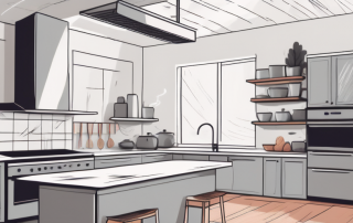 A modern kitchen with an active exhaust hood