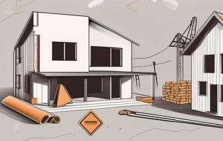 A newly constructed house with a price tag hanging off it