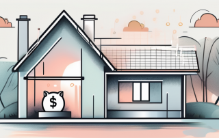A single-family house with visible cost symbols like a piggy bank