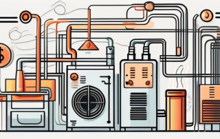 A modern heating system with highlighted parts