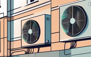 An old building with a modern air heat pump system installed