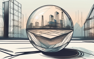 A crystal ball reflecting an image of a construction site
