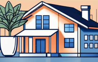A calculator sitting on a blueprint of a house
