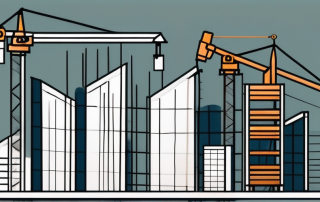 A construction site with rising graph lines to represent the increasing building interest rates