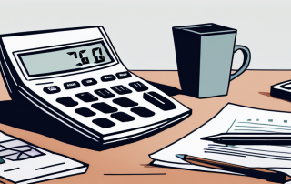 Taschenrechner, Hausmodell und Finanzdokumente auf einem Schreibtisch zur Darstellung von Optionen zur Hausfinanzierung.