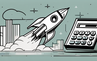 A rocket taking off from a calculator