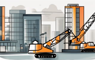 A construction site with cranes and buildings
