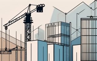 A construction site with cranes and building materials