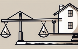 A pair of scales balancing a house and a percentage symbol