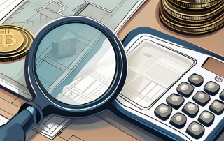 A magnifying glass focusing on a calculator
