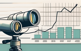 A pair of binoculars viewing a graph that shows changing mortgage interest rates