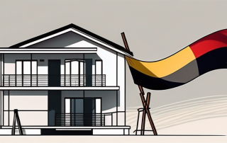A house under construction with a german flag in the background