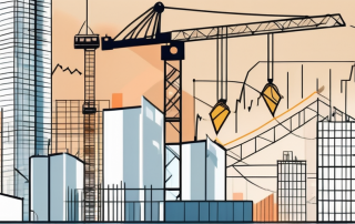 A construction site with cranes and buildings in progress