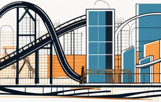 A roller coaster with various twists and turns