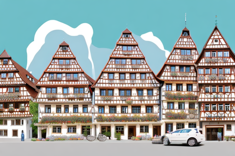 A quaint german village with traditional houses