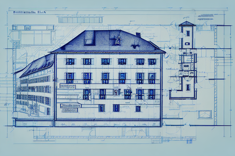 A building plan with a blueprint