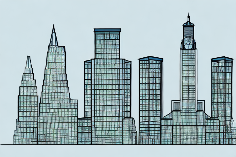 The hochstadt a.main town skyline with a prominent architectural blueprint overlay
