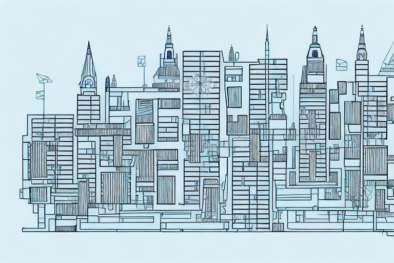 The cityscape of ludwigsstadt with a prominent architectural blueprint overlay