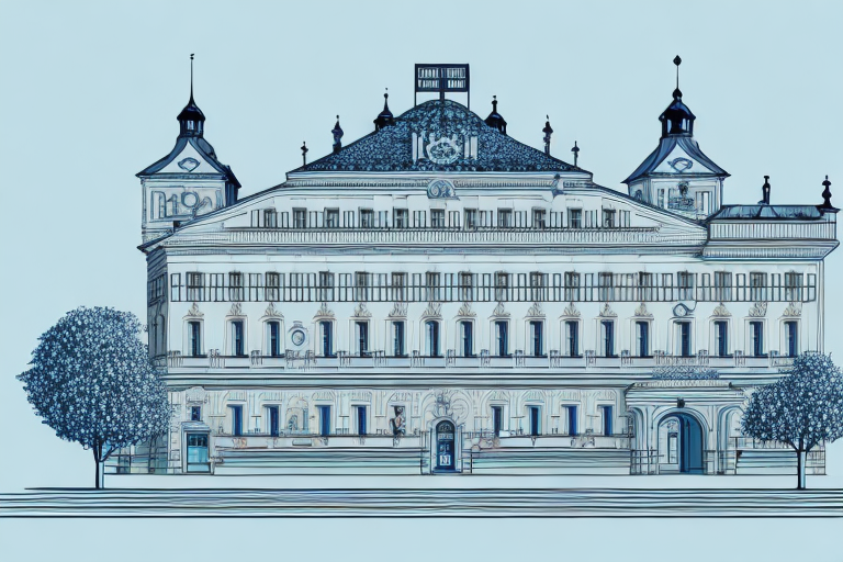 The höhenkirchen-siegertsbrunn town hall with a blueprint of a building and a stamp of approval
