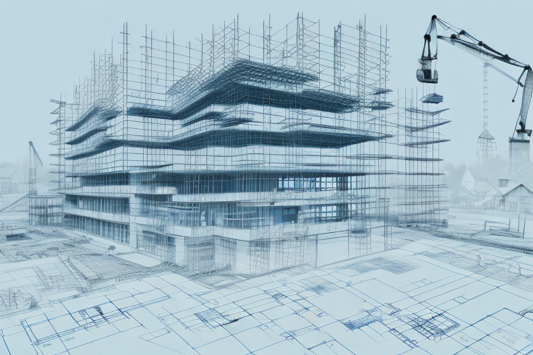 A construction site with blueprints and construction equipment in the small town of hohenroth