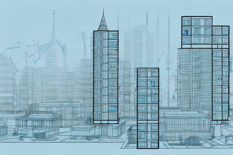 A cityscape of niederkassel with prominent architectural structures