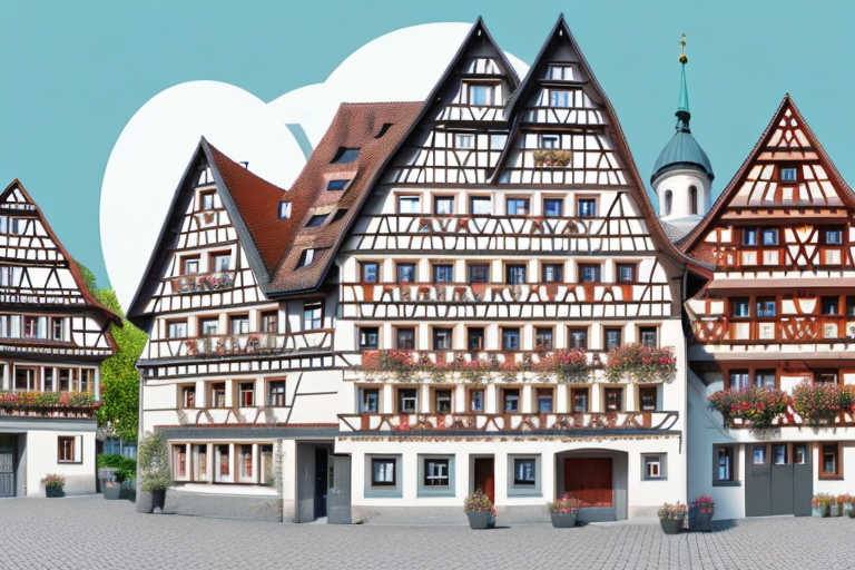 A small german town (heßheim) with traditional houses