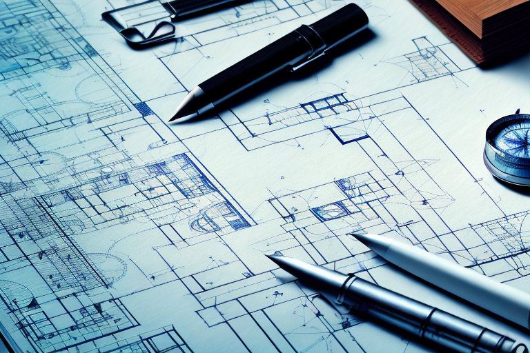 A building permit placed on a table with a blueprint of a house