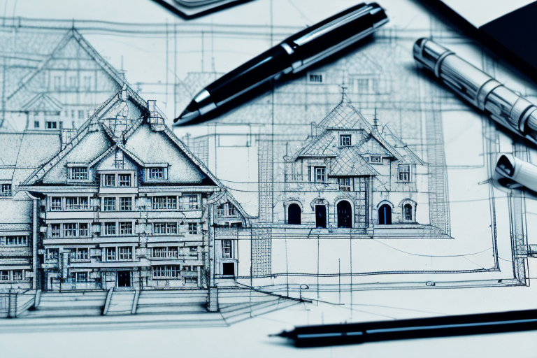 A detailed architectural blueprint with a stamp of approval