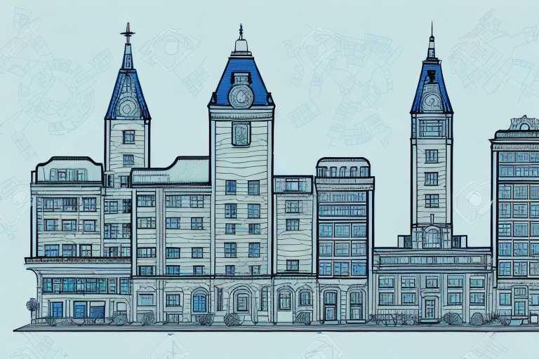 The itzehoe cityscape with a highlighted municipal building