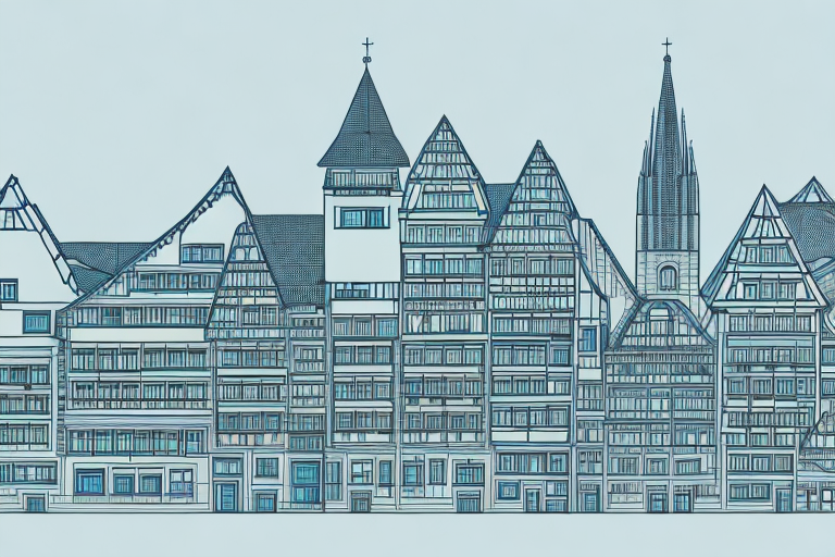 The hildesheim cityscape with prominent architectural structures