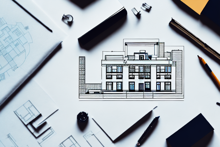 A building plan on a table with a stamp of approval