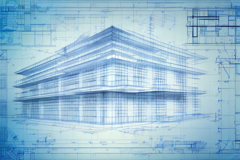 A construction blueprint with a building permit on top