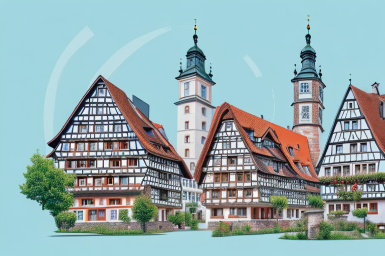 A picturesque village of köthel with traditional german houses and a town hall