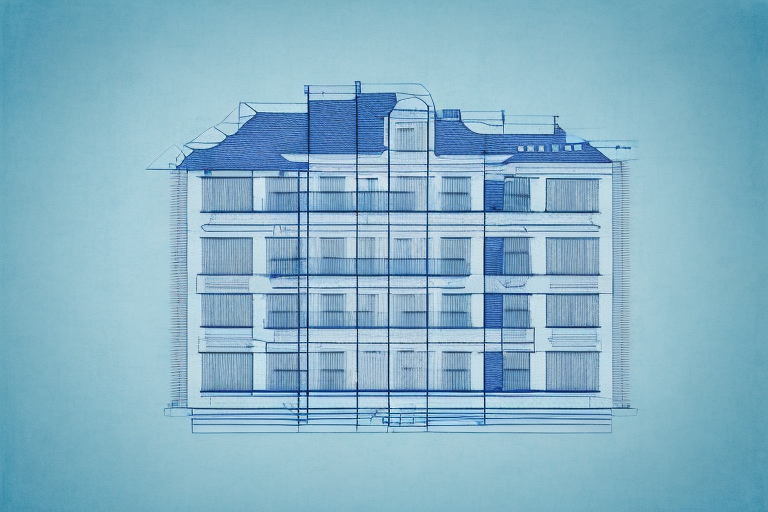 A blueprint of a house with a building permit on top
